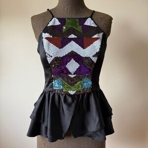 Party Ready Y2K Bebe Sequin Peplum Top